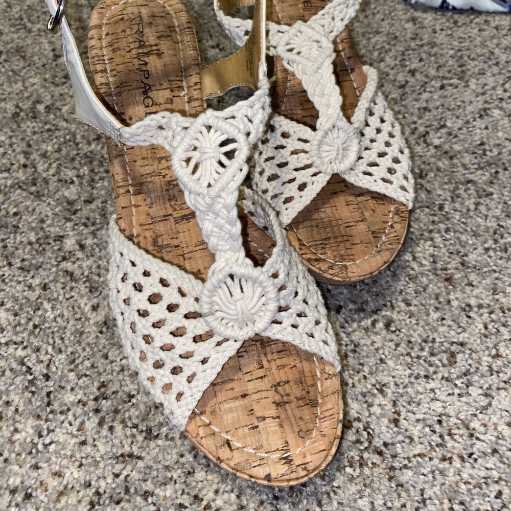 Cream knit wedges/ heels